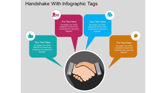 Handshake With Infographic Tags Powerpoint Templates Handshake With Infographic Tags Powerpoint Templates