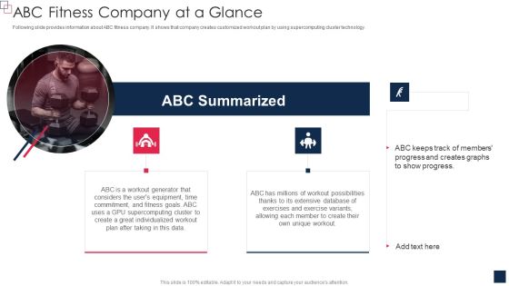 Health And Fitness App Pitch Deck ABC Fitness Company At A Glance Microsoft PDF