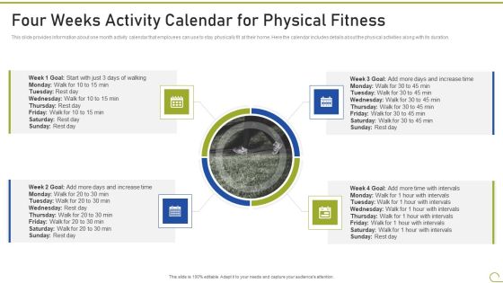 Health And Fitness Playbook Four Weeks Activity Calendar For Physical Fitness Sample PDF