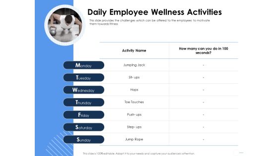 Health Daily Employee Wellness Activities Ppt Infographic Template Templates PDF Health Daily Employee Wellness Activities Ppt Infographic Template Templates PDF