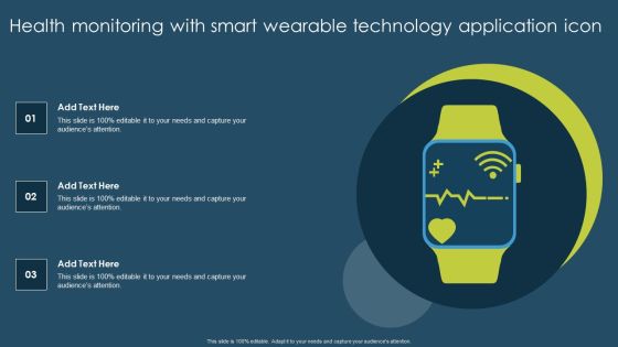 Health Monitoring With Smart Wearable Technology Application Icon Clipart PDF