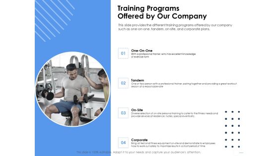 Health Training Programs Offered By Our Company Ppt Icon Show PDF Health Training Programs Offered By Our Company Ppt Icon Show PDF