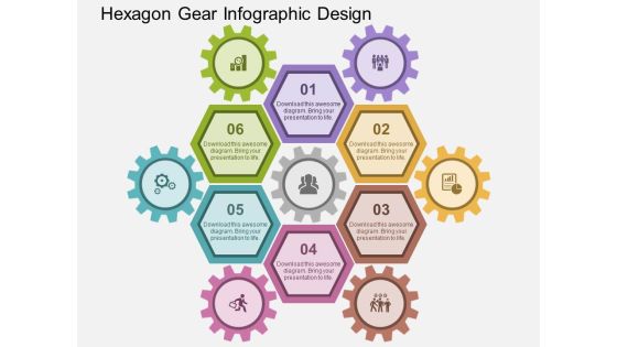Hexagon Gear Infographic Design Powerpoint Templates
