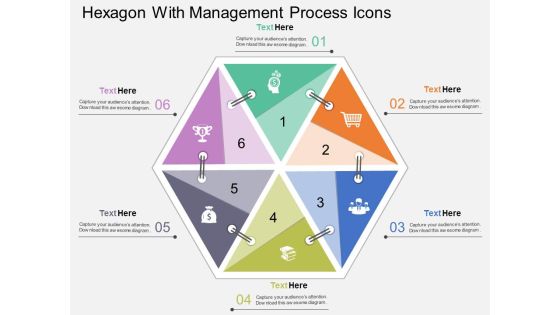 Hexagon With Management Process Icons Powerpoint Template