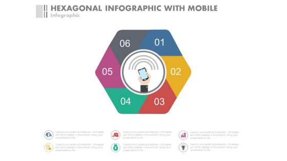 Hexagonal Steps For Mobile Communication Powerpoint Slides