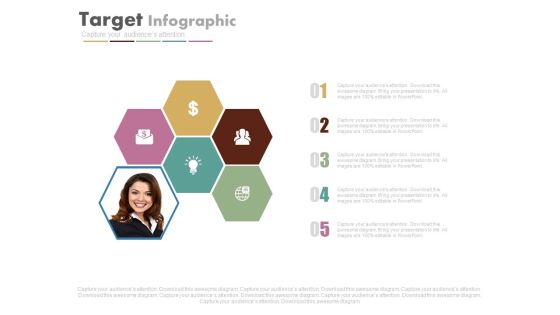 Hexagons Infographics With Team Leader Powerpoint Slides