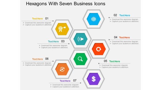 Hexagons With Seven Business Icons Powerpoint Templates Hexagons With Seven Business Icons Powerpoint Templates