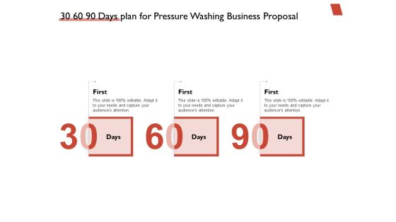 High Power Cleansing Work 30 60 90 Days Plan For Pressure Washing Business Proposal Slides PDF High Power Cleansing Work 30 60 90 Days Plan For Pressure Washing Business Proposal Slides PDF
