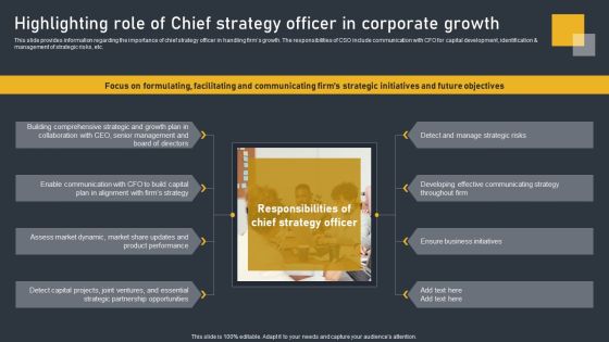 Highlighting Role Of Chief Strategy Officer In Corporate Growth Summary PDF Highlighting Role Of Chief Strategy Officer In Corporate Growth Summary PDF