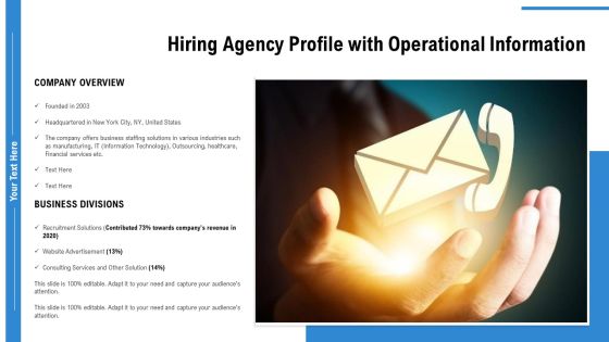 Hiring Agency Profile With Operational Information Ppt Gallery Model PDF