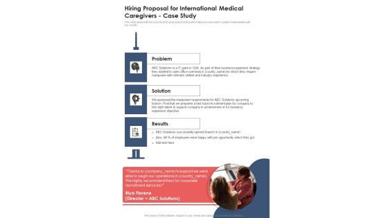 Hiring Proposal For International Medical Caregivers Case Study One Pager Sample Example Document Hiring Proposal For International Medical Caregivers Case Study One Pager Sample Example Document