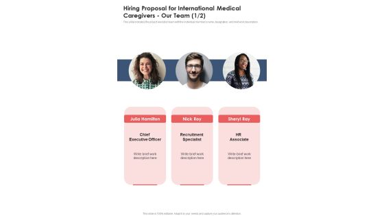 Hiring Proposal For International Medical Caregivers Our Team One Pager Sample Example Document Hiring Proposal For International Medical Caregivers Our Team One Pager Sample Example Document