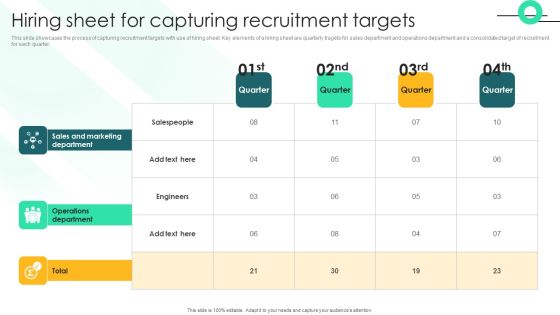 Hiring Sheet For Capturing Recruitment Targets Introduction PDF