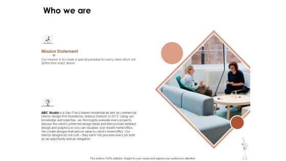 Home Decor Services Appointment Proposal Who We Are Ppt Infographic Template Gallery PDF Home Decor Services Appointment Proposal Who We Are Ppt Infographic Template Gallery PDF