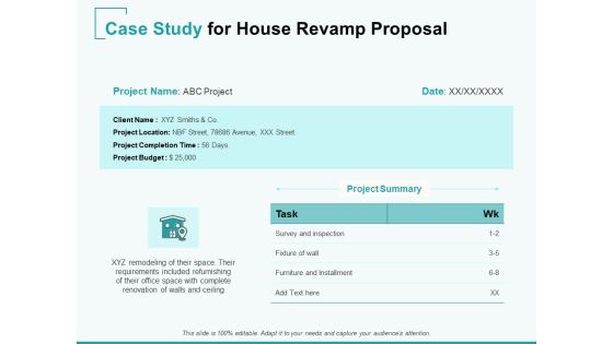 Home Remodeling Proposal Case Study For House Revamp Proposal Ppt PowerPoint Presentation Portfolio Graphics Example PDF Home Remodeling Proposal Case Study For House Revamp Proposal Ppt PowerPoint Presentation Portfolio Graphics Example PDF