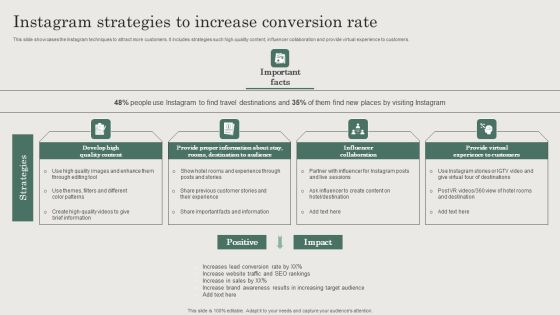Hospitality And Travel Advertising Techniques Instagram Strategies To Increase Conversion Rate Background PDF Hospitality And Travel Advertising Techniques Instagram Strategies To Increase Conversion Rate Background PDF