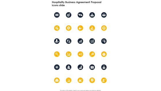 Hospitality Business Agreement Proposal Icons Slide One Pager Sample Example Document