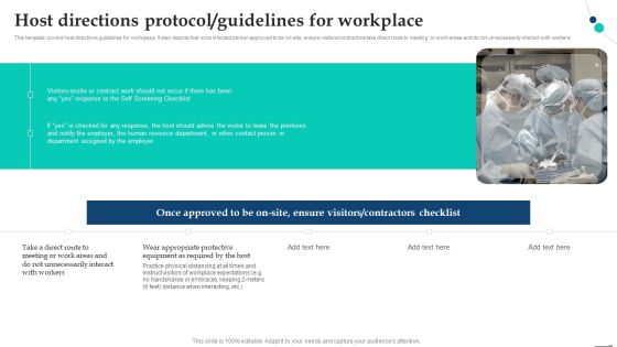 Host Directions Protocol Guidelines For Workplace Pandemic Company Playbook Demonstration PDF Host Directions Protocol Guidelines For Workplace Pandemic Company Playbook Demonstration PDF