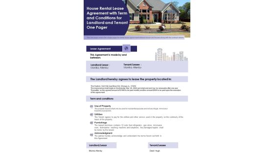 House Rental Lease Agreement With Term And Conditions For Landlord And Tenant One Pager PDF Document PPT Template House Rental Lease Agreement With Term And Conditions For Landlord And Tenant One Pager PDF Document PPT Template