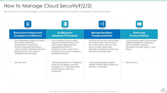 How To Manage Cloud Security Cloud Computing Security IT Ppt Infographic Template Inspiration PDF How To Manage Cloud Security Cloud Computing Security IT Ppt Infographic Template Inspiration PDF