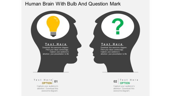 Human Brain With Bulb And Question Mark Powerpoint Template Human Brain With Bulb And Question Mark Powerpoint Template