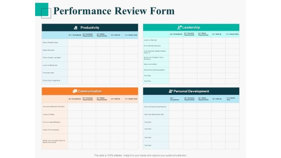 Human Capital Management Procedure Performance Review Form Themes PDF