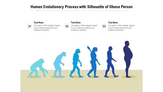 Human Evolutionary Process With Silhouette Of Obese Person Ppt PowerPoint Presentation Ideas Graphics Tutorials PDF
