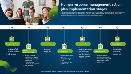 Human Resource Management Action Plan Implementation Stages Formats PDF