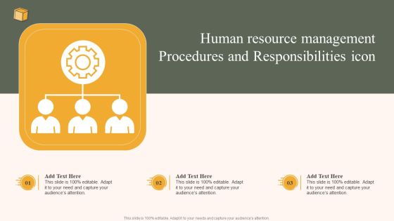 Human Resource Management Procedures And Responsibilities Icon Ppt Information PDF