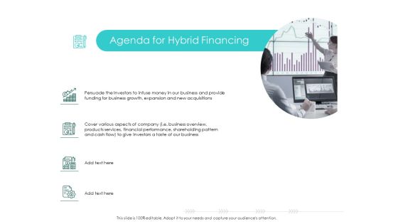 Hybrid Investment Pitch Deck Agenda For Hybrid Financing Portrait PDF Hybrid Investment Pitch Deck Agenda For Hybrid Financing Portrait PDF