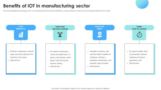 IOT Use Cases For Manufacturing Benefits Of IOT In Manufacturing Sector Background PDF IOT Use Cases For Manufacturing Benefits Of IOT In Manufacturing Sector Background PDF