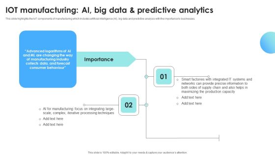 IOT Use Cases For Manufacturing IOT Manufacturing AI Big Data And Predictive Analytics Mockup PDF IOT Use Cases For Manufacturing IOT Manufacturing AI Big Data And Predictive Analytics Mockup PDF