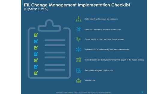 ITIL Transformation Management Strategy ITIL Change Management Implementation Checklist Processes Ppt Layouts Slide Portrait PDF ITIL Transformation Management Strategy ITIL Change Management Implementation Checklist Processes Ppt Layouts Slide Portrait PDF