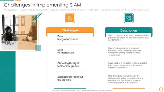 IT Consolidation Post Mergers And Acquisition Challenges In Implementing SIAM Slides PDF IT Consolidation Post Mergers And Acquisition Challenges In Implementing SIAM Slides PDF
