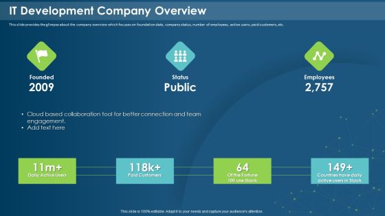 IT Development Company Pitch Deck IT Development Company Overview Slides PDF