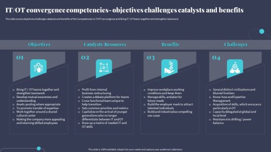 IT OT Convergence Competencies Objectives Challenges Catalysts And Benefits Mockup PDF IT OT Convergence Competencies Objectives Challenges Catalysts And Benefits Mockup PDF