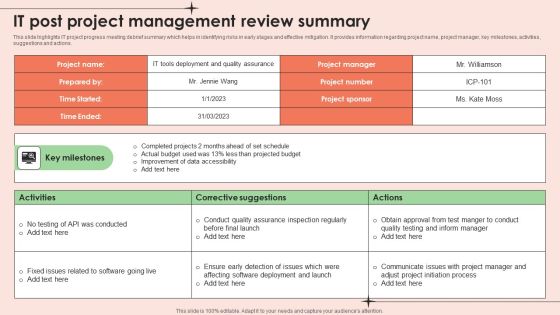 IT Post Project Management Review Summary Clipart PDF IT Post Project Management Review Summary Clipart PDF