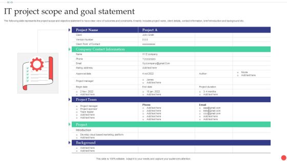 IT Project Scope And Goal Statement Introduction PDF IT Project Scope And Goal Statement Introduction PDF
