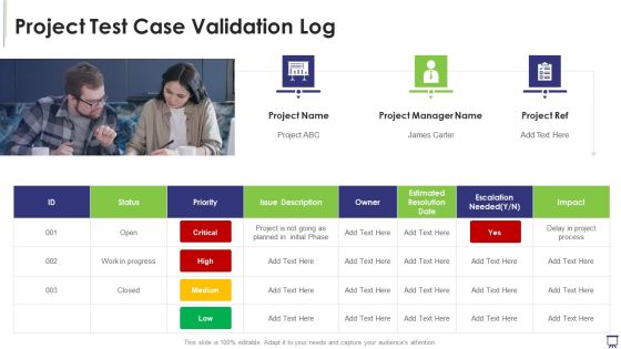 IT Project Testing Templates Bundle Project Test Case Validation Log Demonstration PDF