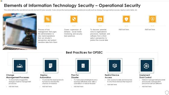 IT Security Elements Of Information Technology Security Operational Security Ppt Professional Format Ideas PDF IT Security Elements Of Information Technology Security Operational Security Ppt Professional Format Ideas PDF