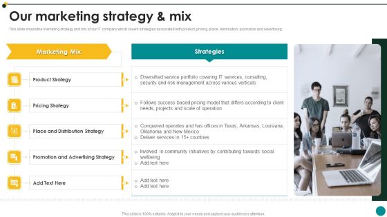 IT Services And Consulting Company Profile Our Marketing Strategy And Mix Download PDF