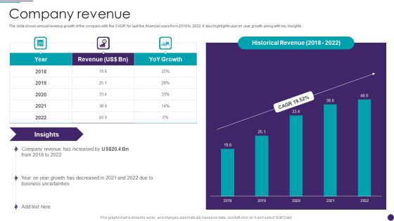 IT Services Business Profile Company Revenue Icons PDF