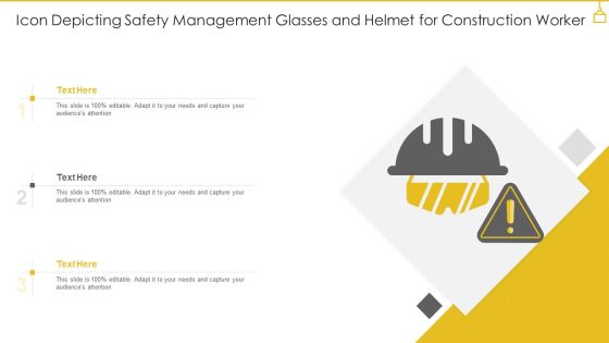 Icon Depicting Safety Management Glasses And Helmet For Construction Worker Formats PDF Icon Depicting Safety Management Glasses And Helmet For Construction Worker Formats PDF