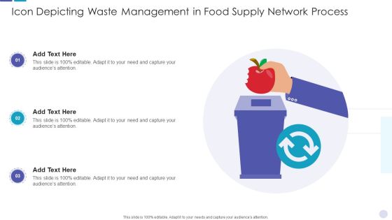 Icon Depicting Waste Management In Food Supply Network Process Structure PDF