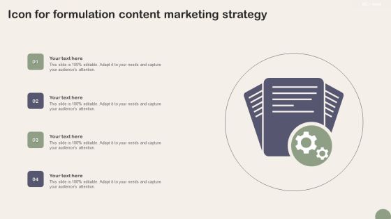 Icon For Formulation Content Marketing Strategy Background PDF Icon For Formulation Content Marketing Strategy Background PDF