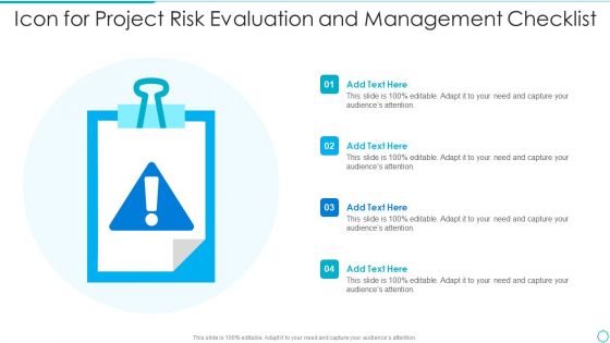 Icon For Project Risk Evaluation And Management Checklist Mockup PDF Icon For Project Risk Evaluation And Management Checklist Mockup PDF
