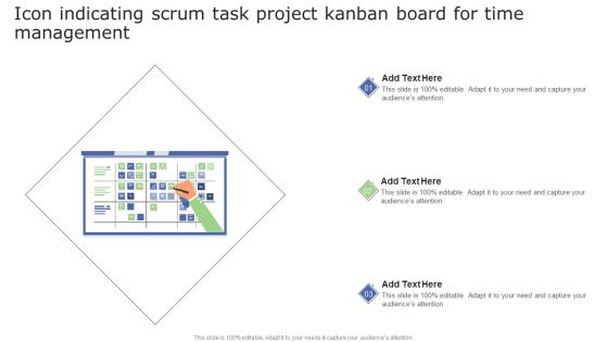 Icon Indicating Scrum Task Project Kanban Board For Time Management Inspiration PDF