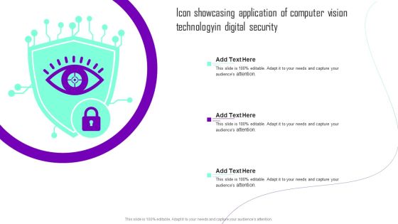 Icon Showcasing Application Of Computer Vision Technologyin Digital Security Sample PDF