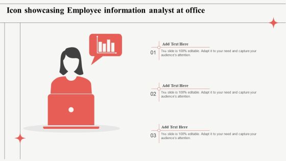 Icon Showcasing Employee Information Analyst At Office Designs PDF Icon Showcasing Employee Information Analyst At Office Designs PDF