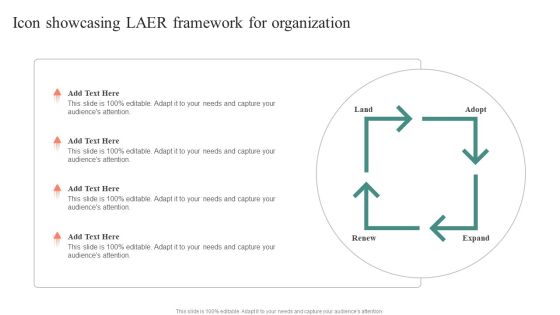 Icon Showcasing LAER Framework For Organization Sample PDF Icon Showcasing LAER Framework For Organization Sample PDF